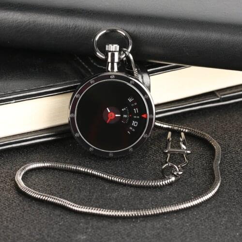 Vintage Turntable Measurement Creative Dial Pocket Watch Quartz Retro Black Pendant Snake Chain Men Women Clock Gifts