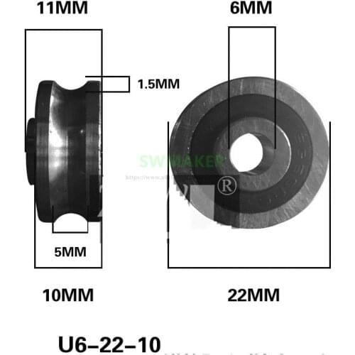 1 pcs 6*22*10mm 6*22*11mm U groove guide rail roller bearing Z6 high quality for computer embroidery machine laser machine SG66