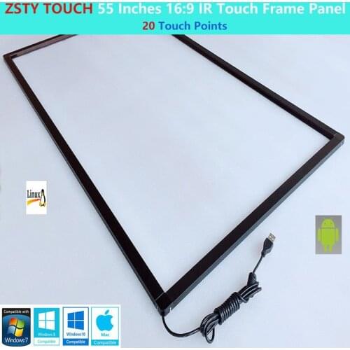 ZSTY Touch 55 Inches 20 Touch Points IR Touch Frame Panel,Infrared Touch Screen Overlay Kit Driver Free Plug&Play