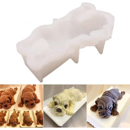Cute 3D Shar Pei Dog Silicone Mold Mousse Cake Mould Ice Cream Pudding Fondant Decor Tool J2Y