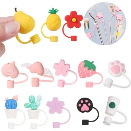 Silicone Straw Plug Reusable Drinking Dust Cap Glass Cup Accessories Creative Cartoon Splash Proof Plugs Tips Cover