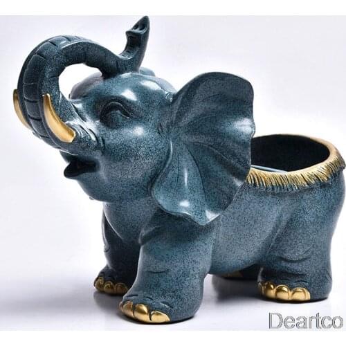 Deartco Resin Elephant Statue Animal Figurine Office Home Desktop Storage Decoration Accessories Gift Home Decor Europe