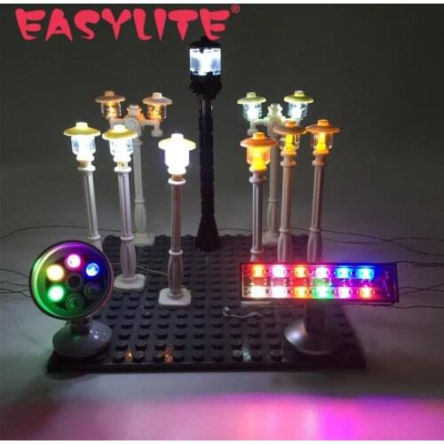LED Lamp Post Street Light /spotlight / Traffic Light For Lego And City Series Bricks/block Model