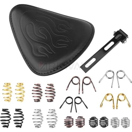 Universal Black Motorcycle Solo Driver Seat with Springs Bracket Mount For Harley Softail Chopper Bobber