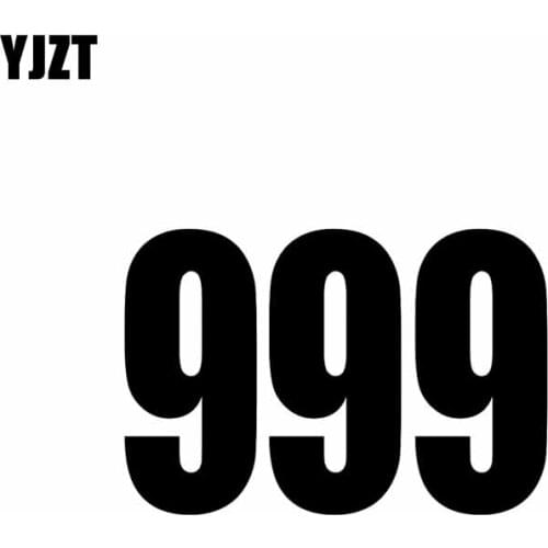 YJZT 13.5CM*9CM Interesting Number 999 Vinyl Car Sticker Graphical Decal Black/Silver C11-0871