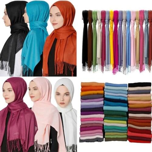 Women hijab scarf thin shawls wraps lady solid female hijab stoles long cashmere pashmina foulard head scarves turban abaya