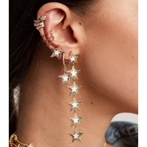 1 PIECE fashion women Girls ear jewelry tiny small star round Zirconia CZ simple minimal ear cuff no piercing clip on earring
