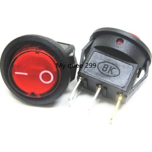 10Pcs 16mm Diameter Small Round Red Light 3 Pin 6A/125V 3A/250V AC SPST ON-OFF Rocker Switch Snap-in