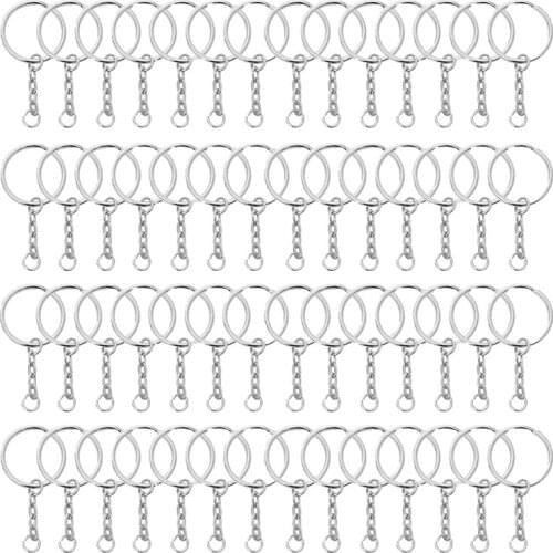 200 Pieces of Separate Key Ring with Chain and Jump Ring in Bulk, Suitable for DIY Crafts, 1 Inch