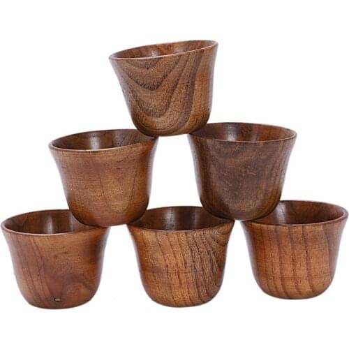 6pcs creative tea set small wooden cup small cup anti-side wooden cup and natural wood wine glass wooden tea cup