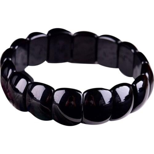 Feng Shui Beaded Bracelet Healing Natural Stone Black Obsidian Beads W3051