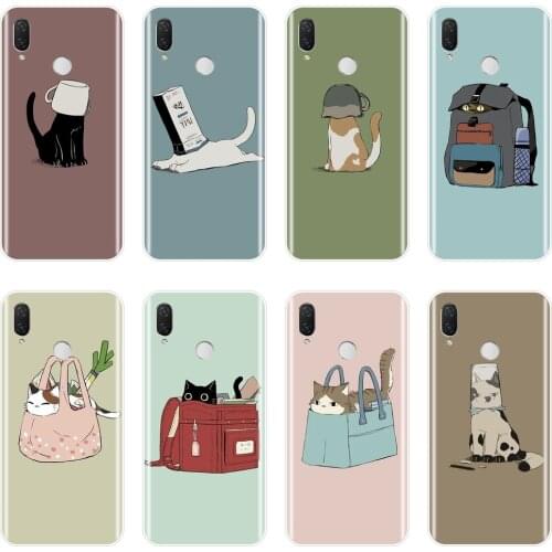 Kawaii Cat Cute Phone Case For Huawei Nova Smart Lite 2017 Soft Silicon Back Cover For Huawei Nova 2i 3 3I 3E 2 Lite Plus 4 4E 5