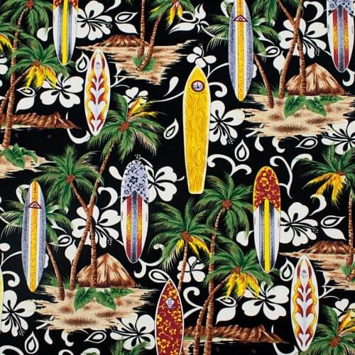 Black spring Hawaii print pure cotton fabric for dress tissus coton imprimé sewing telas algodon estampadas ткань au mètre tissu