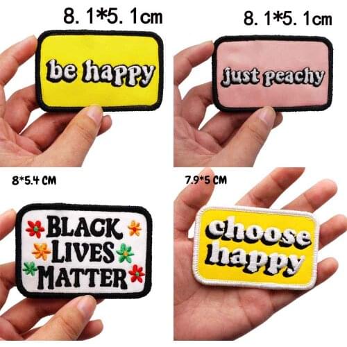 BE HAPPY JUST PEACHY Embroidery Patches For Clothing Sticker On Clothes