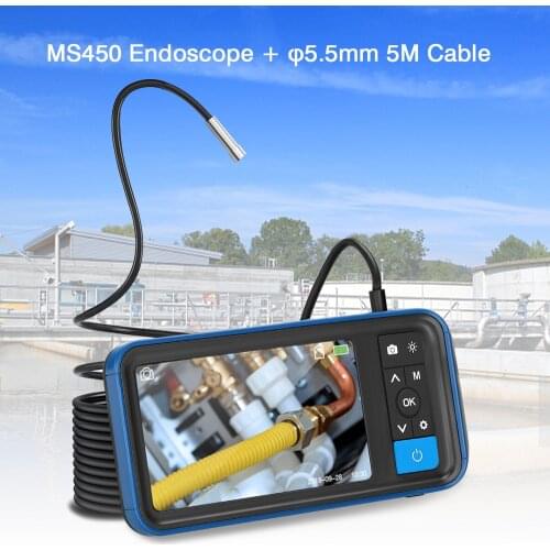 Endoscope camera 8mm Dual Lens 5M Pipe Sewer Inspection Camera 1080P Industrial Endoscope 4.5” Screen Waterproof car endoscope