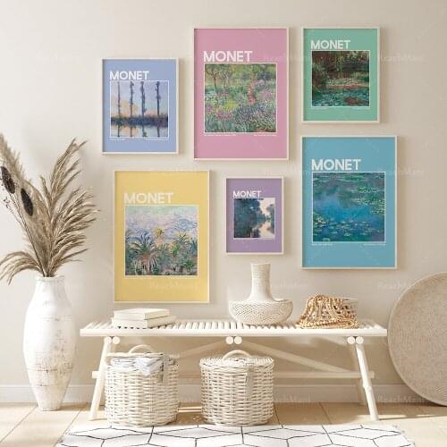 Monets Art Exhibition Poster Art, Claude Monets Vintage French Printed Art Poster