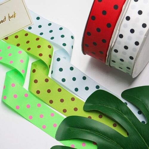 38mm Polka Dots Printed Grosgrain RibbonS bow gift wrapping