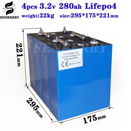 3.2V280Ah lifepo4 Rechargeable Battery Lithium Iron Phosphate Cell Solar 12V280AH 12V300Ah cells Not 200Ah EU US TAX FREE