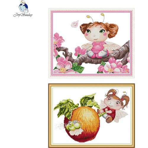 Joy Sunday Cartoon cute elf pattern count and stamping cross stitch kit needlework embroidery kit Home decor DIY handmade crafts