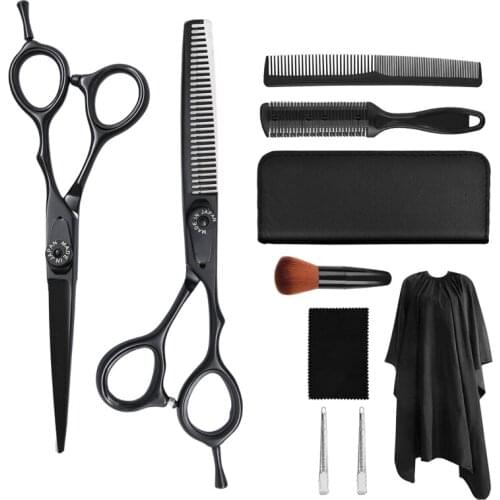 6 Inch Black Japan Stainless Steel Profession Barber Hair Cut Scissor Set