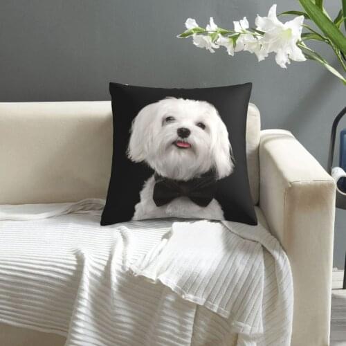 Happy White Maltese Dog pillowcase printed cushion cover sofa waist pillow pillow cover