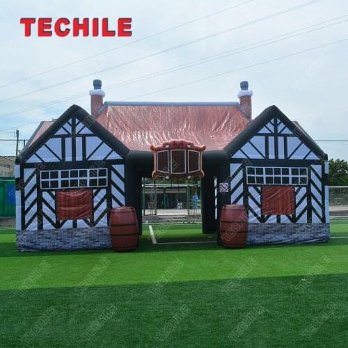 New Custom house shaped giant inflatable bar tent inflatable irish bar pub with casks for outdoor party