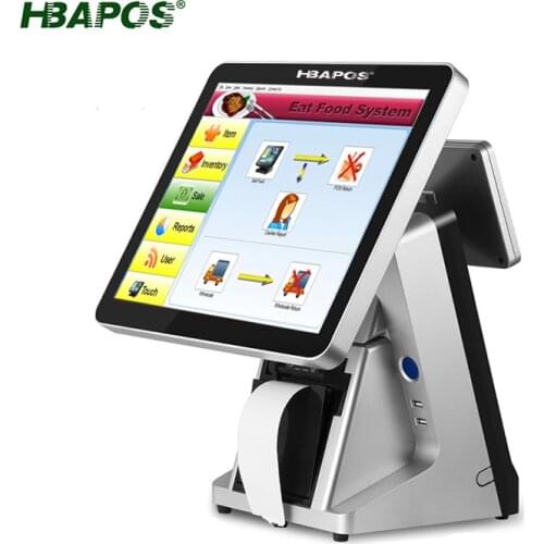Cheap pos system all in one terminal machine 15 inch touch screen with 58mm/80mm printer pos terminal cash machine for bar