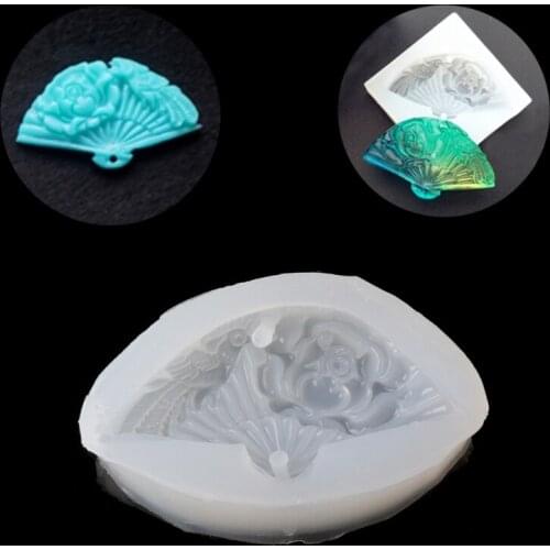 Transparent Silicone Pendant Mould Resin Hand Fan DIY Jewelry Making Tool Fondant Cake