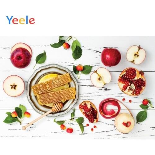 Rosh Hashanah Jewish New Year Hanukkah Pomegranate Honey Wood Board Backdrop Vinyl Photography Background For Photo Studio Shoot