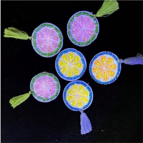 Handmade beaded lemon tassel beaded cloth stickers clothing accessories decorative stickers embroidered chapter patch