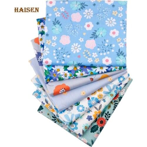 Printed Twill Cotton Fabric,Idyllic Blue Floral Series Meter Cloth For DIY Sewing Quilting Baby & Childs Bedclothes Material