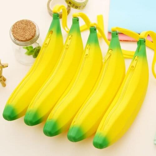 Creative Corn Silicone Pencil Case Cute Banana Pen Bag Box Stationery Pouch Office School Supplies C15 D10 BRC