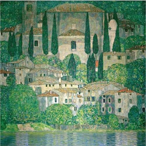 Gustav Klimt Scandinavian Nordic Wall Art Decal Poster and Print Landscape and Building Mural Canvas Oil Painting for Home Decor