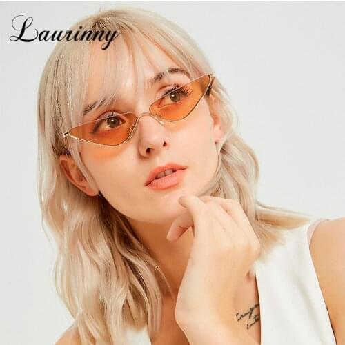 Vintage Metal Slim Cat Eye Sunglasses Women 2021 Brand Designer Triangle Frame Fashion Cateye Ocean Lens Lady Sun Glasses Shades