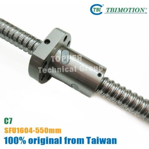 Taiwan TBI 1604 C7 550mm ball screw 4mm lead with SFU1604 ballnut of SFU set end machined for high precision CNC diy kit