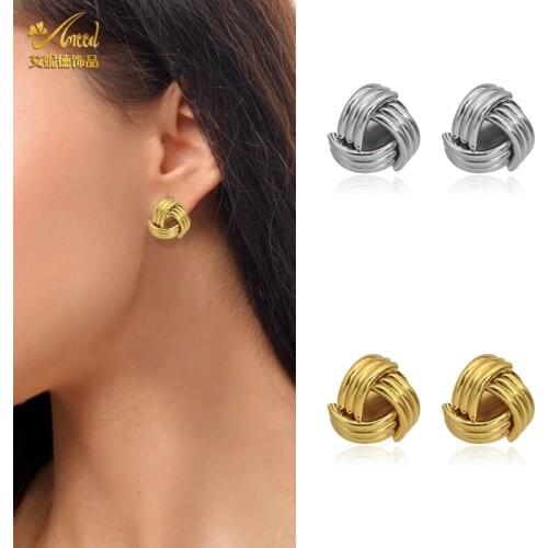 ANIID 2021 Trend Gold Stud Earrings For Women Gold Plated Fashion Jewelry Round Earrings Statement Big Earrings Female Gift