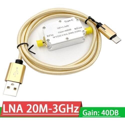 TYPE-C LAN 20Mhz-3GHz Gain 40DB RF signal amplifier Low noise amplifier Noise 1.3dB FOR HAM radio AMP SDR Software GPS receiver