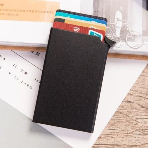 RFID Anti-theft Smart Wallet Thin ID Card Holder Unisex Automatically Solid Metal Bank Credit Card Holder Business Mini