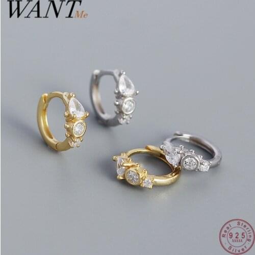 WANTME 925 Sterling Silver High Quality CZ Zircon Circle Earrings Women Fashion Bohemian Europe Huggies Hoop Jewelry Accessories