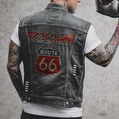 2021 New Mens Denim Vest Short Jacket For Man Clothes Number Letter Print Fashion Waistcoat Male Casual Coats Waistcoat Men Top