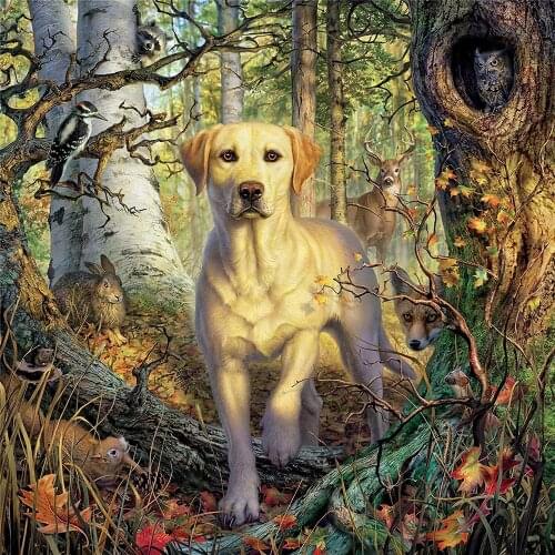 Animal Dog Labrador Printed 11CT Cross-Stitch Kit DIY Embroidery DMC Threads Knitting Painting Craft Sewing Room Decor Mulina