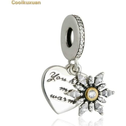 Winter 925 Sterling Silver Christmas Snowflake Heart Pendant Charm Beads Fits Pandora bracelets Making Best Christmas Gifts