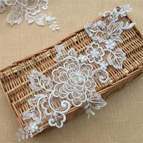 10PCS Wedding Dress Headdress Veil Wedding Shoes Lace Flower Applique Accessories Handmade DIY Patch
