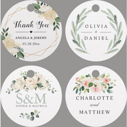 100PCS/Set Custom Favor tags Personalized Circle Wedding Tags With Hole your text or logo Handmand Thank You Labels
