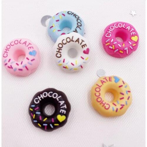 12pcs Resin Sweet Doughnut Cabochon Chocolate Cakes Flatback Stone Figurines Scrapbook DIY Craft Home Decor Accessories OH15