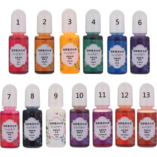 13 Colors Epoxy UV Resin Coloring Dye Liquid Epoxy Pigment Resin Colorant Fading Resistance10ml Translucent