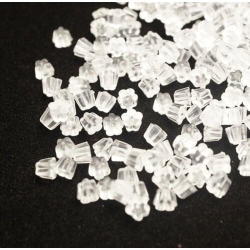 200pcs Rubber Earring Posts And Backs Clear Earring Pins Flower Tube Shape Ear Safety Backs Earnut Earring Finding Stopper HK053