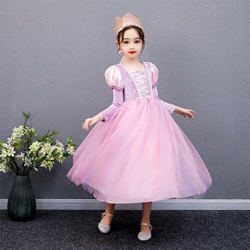 2021 Princess Dress Christmas Evening For Flower Girls Feather Mesh Dresses Halloween Party Childrens Clothing Cosplay Costume