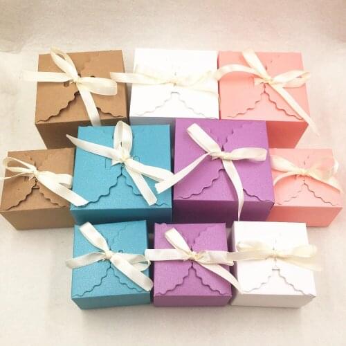 30pcs Paper Lace Square Wedding Candy Packaging Paper Boxes Colorful Cardboard Love Home Baking Dessert Packaging Boxes