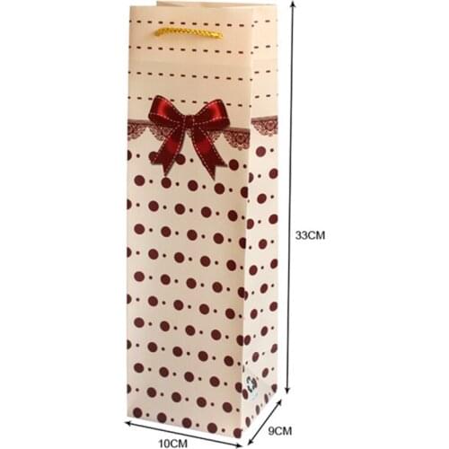 4C Printed Frosted Wine Packing Bags 33x10x9cm Dots Tie Cravat Champange Carrier PP Rope Juice Gift Bottle Carrier Jar Xmas Bags